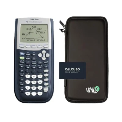 Imagen de Calcuuse Pack económico: TI 84 Plus calculadora gráfica + Funda Protectora WYNGS Negra garantía extendida de