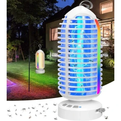 Imagen de Lampara Antimosquitos, 4000mAh Mata Mosquitos Electrico USB Recargable con LED Luz, Trampa para Moscas USB, Antimosquitos Exterior Interior Jardines Camping