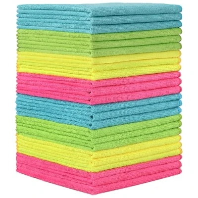 Imagen de HOMEXCEL Paños de limpieza microfibra, paquete 24 toallas para cocina, sin pelusas, arañazos, altamente absorbentes y reutilizables, trapos casa, ventana