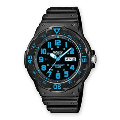 Imagen de Casio Reloj Unisex MRW200H 2BV Neo Display de Resina Negra, Negro/Azul, Sin tamaño,