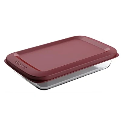 Imagen de Westmark Cuenco de cristal, volumen llenado: 1600 ml, vidrio borosilicato, hermético, vidrio/plástico, transparente/rojo, 235622E1