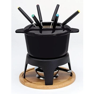 Imagen de Baumalu 385051 Juego de fondue (fundición, 6 servicios), sin soporte madera, color negro