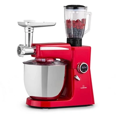 Imagen de Klarstein Robot de Cocina, Batidora Vaso Multifuncional 2000W Con Picadora Carne, Batidoras y Procesadores 3 en 1 para la Electrodomésticos Cocinar, Amasadora Acero Inoxidable 10l.