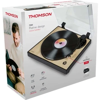 Imagen de Platine tourne disques THOMSON noire et bois