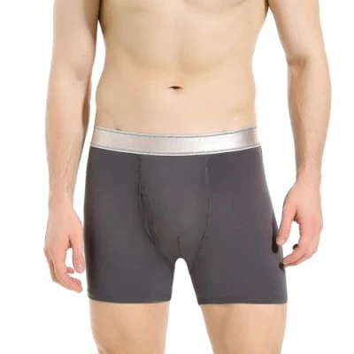 Imagen de Boxers de Incontinencia para Hombre, Pantalones Protectores Lavables con Volumen Orina Absorbente 150 ml, Ropa Interior a Prueba Fugas, Reutilizable, Algodón Suave (Gris, L)