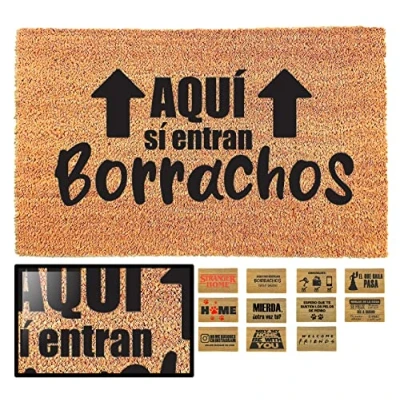 Imagen de LucaHome Felpudo Entrada casa Original y Divertido de Coco Natural si entran borrachos 40x70 Ideal para Puertas Exteriores Cubiertas, pasillos entradas hogares