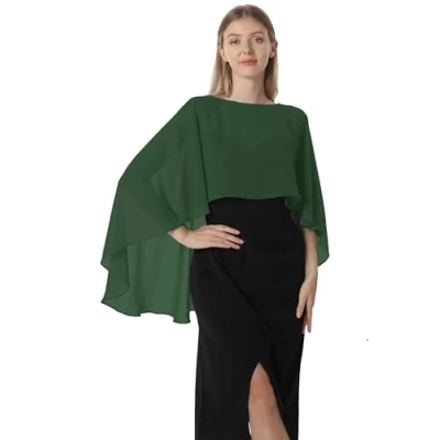 Imagen de Hotshawl Chiffon Cape001 Chal de Pashmina, Verde Musgo, Talla nica para Mujer