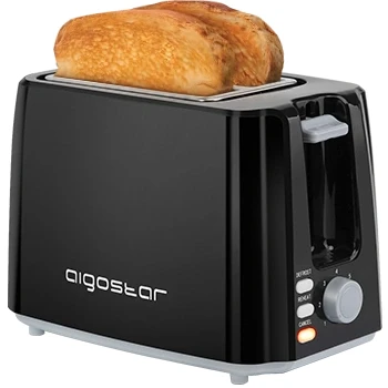 Imagen de Aigostar Warrior 30JRL Tostador para dos rebanadas con 7 niveles de tostado, 750 W potencia, función descongelación y recalentar. Libre BPA, color negro. Diseño exclusivo.