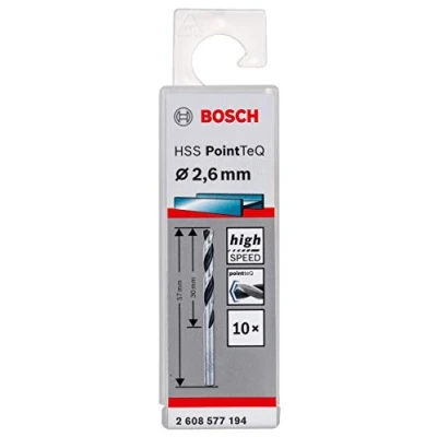 Imagen de Bosch Professional 10 brocas helicoidales HSS PointTeQ, para metal, 2.6 x 30 57 mm, accesorio de taladro