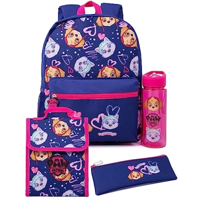Imagen de Paw Patrol Girls 4 piezas Mochila Set Skye Botella de agua Bolsa almuerzo Estuche lápices