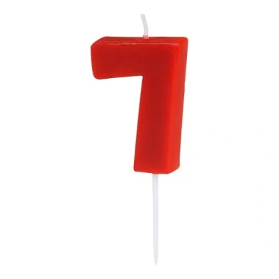 Imagen de ALGON Vela De Cumpleaños 7 Años Color Rojo Diseño Colorido Y Festivo Perfecta Para Celebraciones