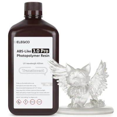 Imagen de ELEGOO Resina ABS Like 3.0 Pro, para Impresora 3D con Baja Viscosidad y Alta Precisión, Mayor Resistencia al Calor a los Arañazos, Impresión LCD/DLP Translúcido 2000G