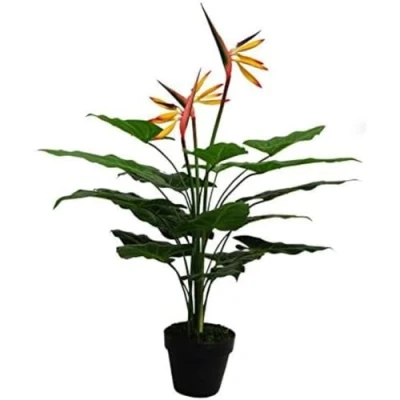Imagen de Leaf Planta Artificial Grande de pájaro del paraíso 70 cm, Color Amarillo