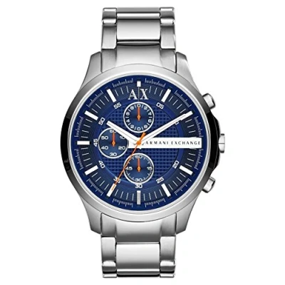 Imagen de Armani Exchange Reloj para Hombre, Movimiento de cuarzo cronógrafo, 46mm Caja acero inoxidable plateado con correa inoxidable, AX2155, Tono plata y azul