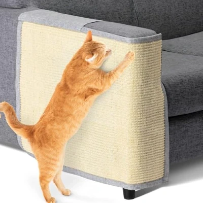 Imagen de Navaris Rascador para Gatos Protector Esquina de sofá o sillón Afilador uñas sisal Mascotas el Lado Derecho en Gris