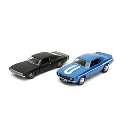Imagen de Jada Toys Coches Fast and Furious (Juego de 2) 1969 Chevrolet Camaro &amp; 1968 Dodge Charger Widebody 2 Modelos Legacy Series con Puertas Apertura, 1:32, 19 cm, a Partir 8 años,