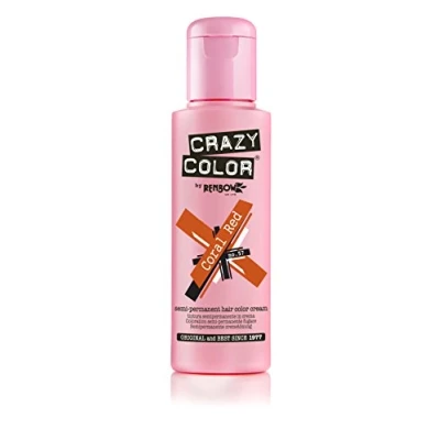 Imagen de Crazy Color Tinte semipermanente para el cabello rojo coral vibrante. Fórmula vegana nutritiva de cobre altamente pigmentado y acondicionador cobre, sin lejía ni amoníaco, 100 ml