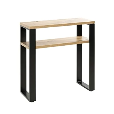 Imagen de HAKU Möbel Consola roble, negro, MDF, metal Dim.: AN 70 cm x AL 75 P 28 cm, Estilo: Moderno