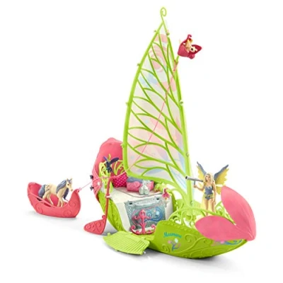 Imagen de schleich BAYALA 42444 — Set de Barco Flores Mágico Sera, 40 Piezas Hada Voladora, Unicornio y Cofre del Tesoro Colección Dragones Seres Míticos Juguetes para Niños 5 Años o Más