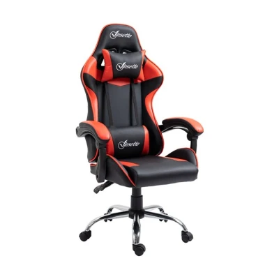 Imagen de Vinsetto Silla Gaming Racing Giratoria con Altura Ajustable Reclinable de 135 Reposacabezas y Cojín Lumbar para Oficina Estudio 63x67x122 130 cm Rojo