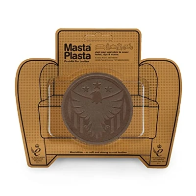 Imagen de MastaPlasta Parche Autoadhesivo Premium para Reparación Instantánea. Gamuza MARRÓN 8cmx8cm. Diseño: ÁGUILA. o decoración. Asientos, Bolsos, Chaquetas