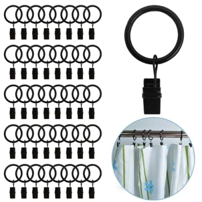 Imagen de Paquete De 40 Anillos Metal Para Cortinas con Clips, Clips Colgar Vintage A Prueba Herrumbre, Ventanas, Resistentes