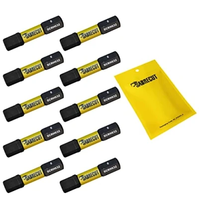 Imagen de SabreCut SCRH632_10 Juego de puntas hexagonales 32 mm H6 para destornillador impacto magnético con extremo único, compatible Dewalt Makita Milwaukee Bosch y otros
