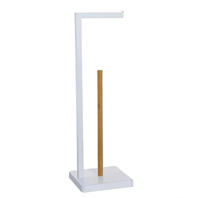 Imagen de Portarollos Pie Baño Bambu Blanco Papel Higienico 64 cm