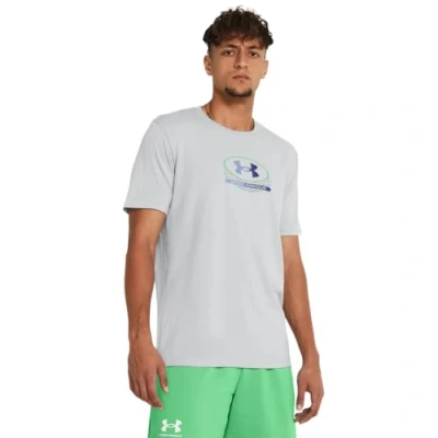Imagen de Under Armour Global Lockertag Camiseta estampada, Hombre, Talla: Small, Mod gray medium heather/celeste