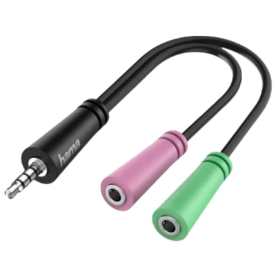 Imagen de Cable audio Hama 00200352, De conector jack 3.5 mm a 2x enchufes mm, 0,15 m, Multicolor