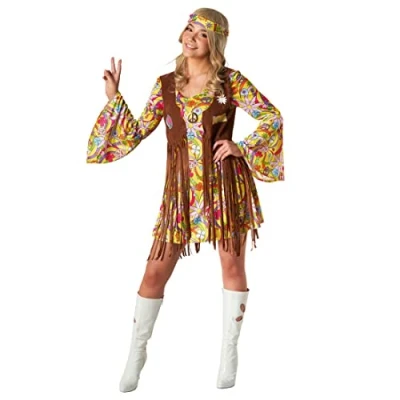 Imagen de Morph Disfraz Hippie Mujer, Vestido Mujer Disfraz, Disfraces Hippy Chaleco Años 60 Carnaval Talla S