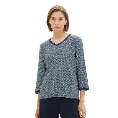 Imagen de TOM TAILOR 1035850 Camiseta, 32365 Navy Geometrical Design, XS para Mujer