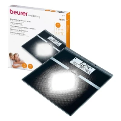Imagen de Beurer BG21 Báscula de baño diagnóstica cristal, pantalla LCD dos línea s, memoria para 10 usuarios, color negro