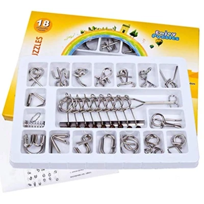 Imagen de Gracelaza 18 Piezas Juguetes Mágicos de Alambre Metal Set 3D Rompecabezas Brain Teaser Puzzle IQ Inteligencia Juguete Educativo Juego Niños y Adolescentes