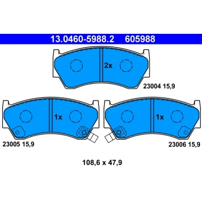 Imagen de ATE 13.0460 5988.2 Juego de pastillas freno con avisador acústico desgaste NISSAN: ALMERA 1, 1 Hatchback