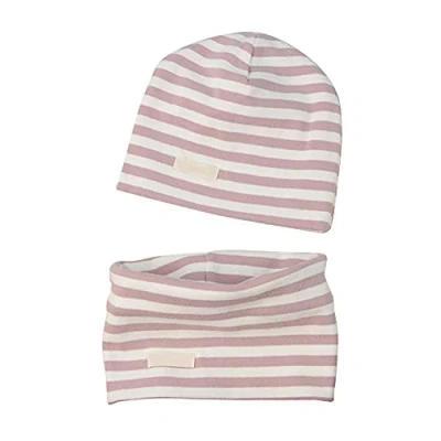 Imagen de LACOFIA Conjunto de Sombrero y Bufanda Cuello para bebé ninos Ninas Gorro algodón Recien Nacido Sombreros Punto pañuelos Infantiles Raya Rosa 7 24 Meses