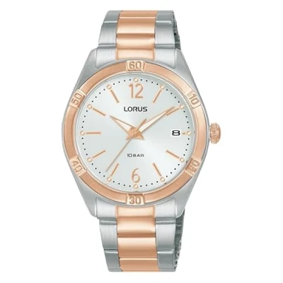 Imagen de Lorus Reloj Analógico de Cuarzo para Mujer con Pulsera Acero Inoxidable, Plata/Oro Rosa