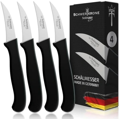 Imagen de Schwertkrone Solingen Juego de cuchillos cocina curvados para verduras, cuchillo pelar, multiusos, acero inoxidable,