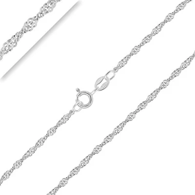 Imagen de PLANETYS Cadena de Plata Ley 925 Rodiada Malla Singapur 1.4 mm ancho 40 cm longitud
