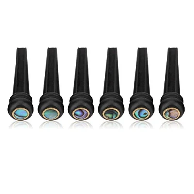 Imagen de Dilwe 6Pcs Folk Guitarra Bridge Pins, Ebony Pins con Shell de abulón para 6 Cuerdas Acústicas Guitarras Folclórica