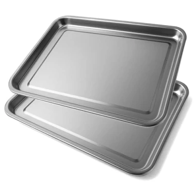 Imagen de Space Home Juego de 2 Bandejas para Servir Fuente Llana Rectangular Acero Inoxidable 36 x 27 cm