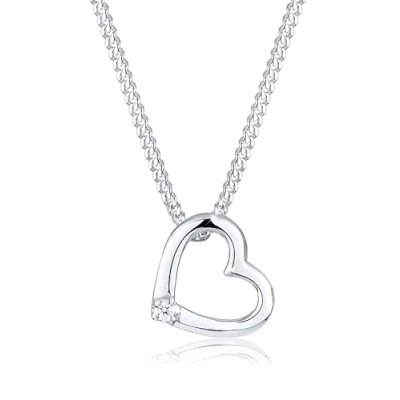 Imagen de Elli Collares Mujeres Colgante Corazón Amor Delicado con Diamante (0.015 ct.) en Plata de Ley 925