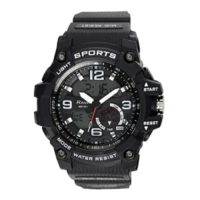 Imagen de Ravel Reloj de Cuarzo Ana Digi para Hombre con Resistencia al Agua 5ATM y Luz RDT.2A Negro
