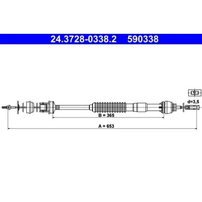 Imagen de ATE 24.3728 0338.2 Cable de Embrague con reajuste automático PEUGEOT: Partner I Combispace, CITROËN: Berlingo / First