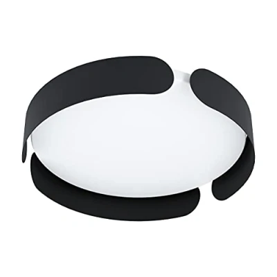 Imagen de Eglo LED lámpara de techo Valcasotto, 1 llama minimalista, salón metal en negro, plástico blanco, dormitorio blanco cálido