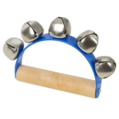 Imagen de A Star 5 Bell Jingle Shaking Sleigh Handbell con mango de madera Azul