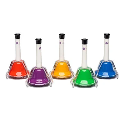 Imagen de FUZEAU 70609 Juego de 5 campanas afinadas, 2 en 1, para sacudir a golpear, 1 color = nota Originales Coloridas
