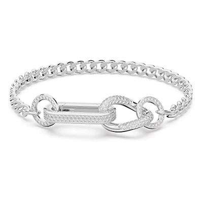 Imagen de Swarovski Pulsera Dextera, con Pavé de Cristales Swarovski, Baño Rodio, Talla L, Blanco, la Colección Dextera