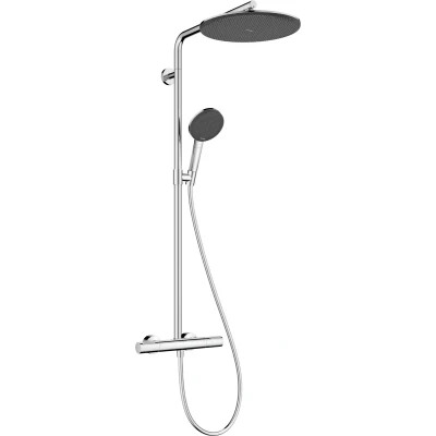 Imagen de hansgrohe Raindance Alive S Puro sistema de ducha con termostato, lluvia (300 mm) grifo, mano (3 tipos chorro incl. PowderRain), flexo, barra, fija, cromo, 24592000