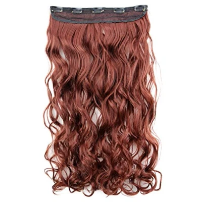 Imagen de CAISHA 55cm Clip En Extensiones De Cabello Postizo Ondulado Marrón Rojizo C69 1